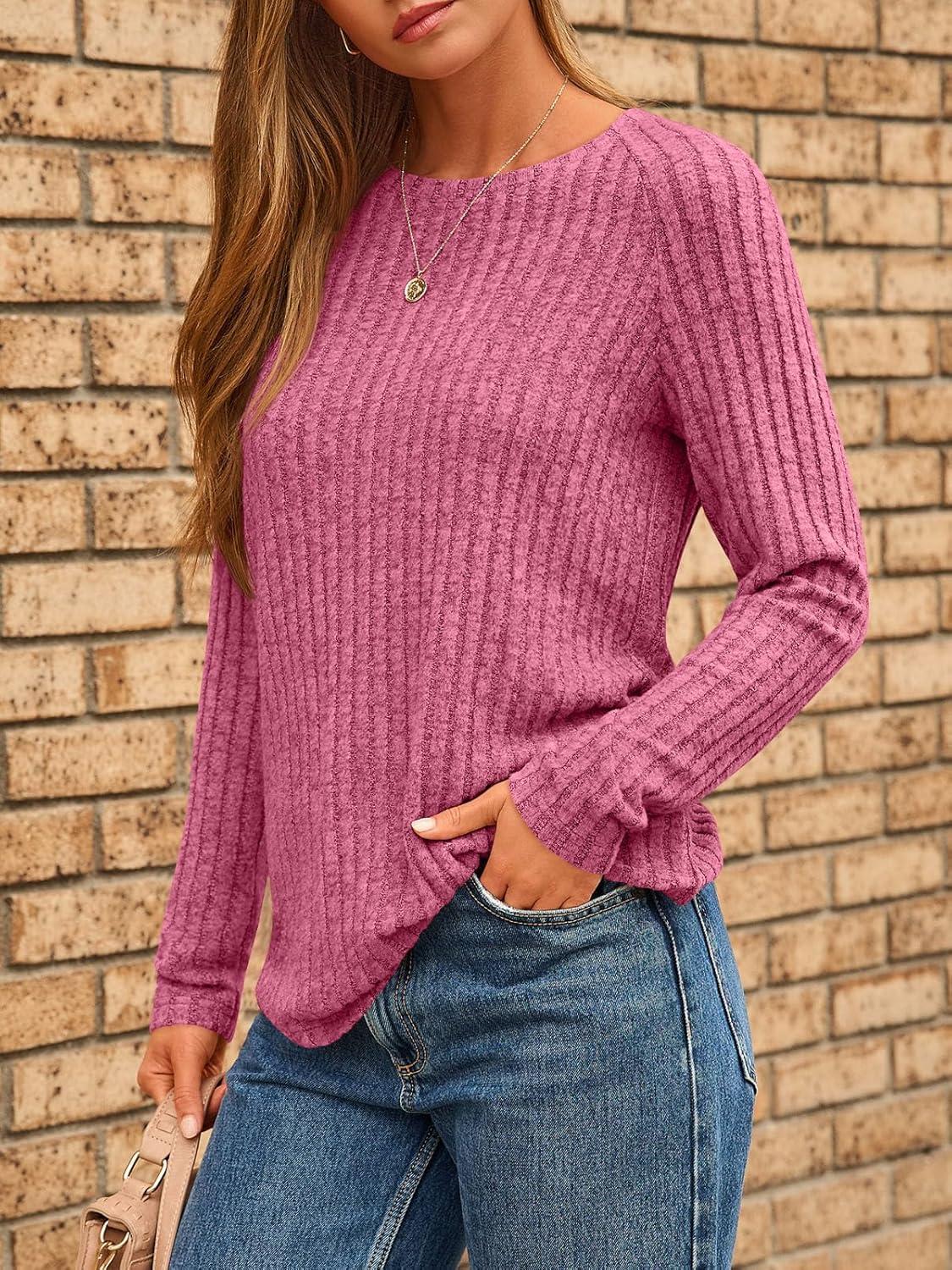 imageAUTOMET Womens Long Sleeve Shirts Fall Fashion Tops 2025 Blouses Dressy Sweaters Tunic Winter Clothes Casual OutfitsRose