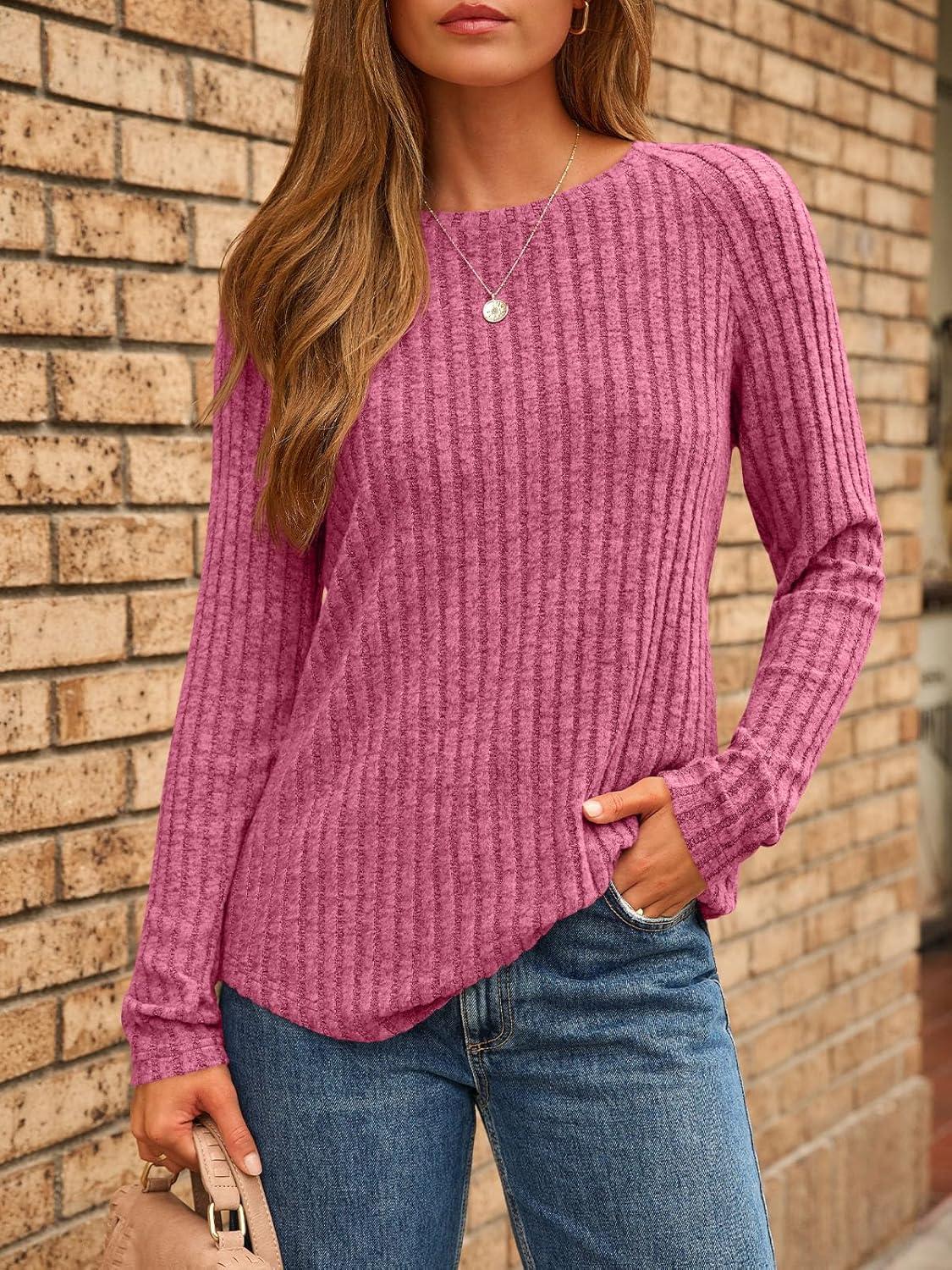 imageAUTOMET Womens Long Sleeve Shirts Fall Fashion Tops 2025 Blouses Dressy Sweaters Tunic Winter Clothes Casual OutfitsRose