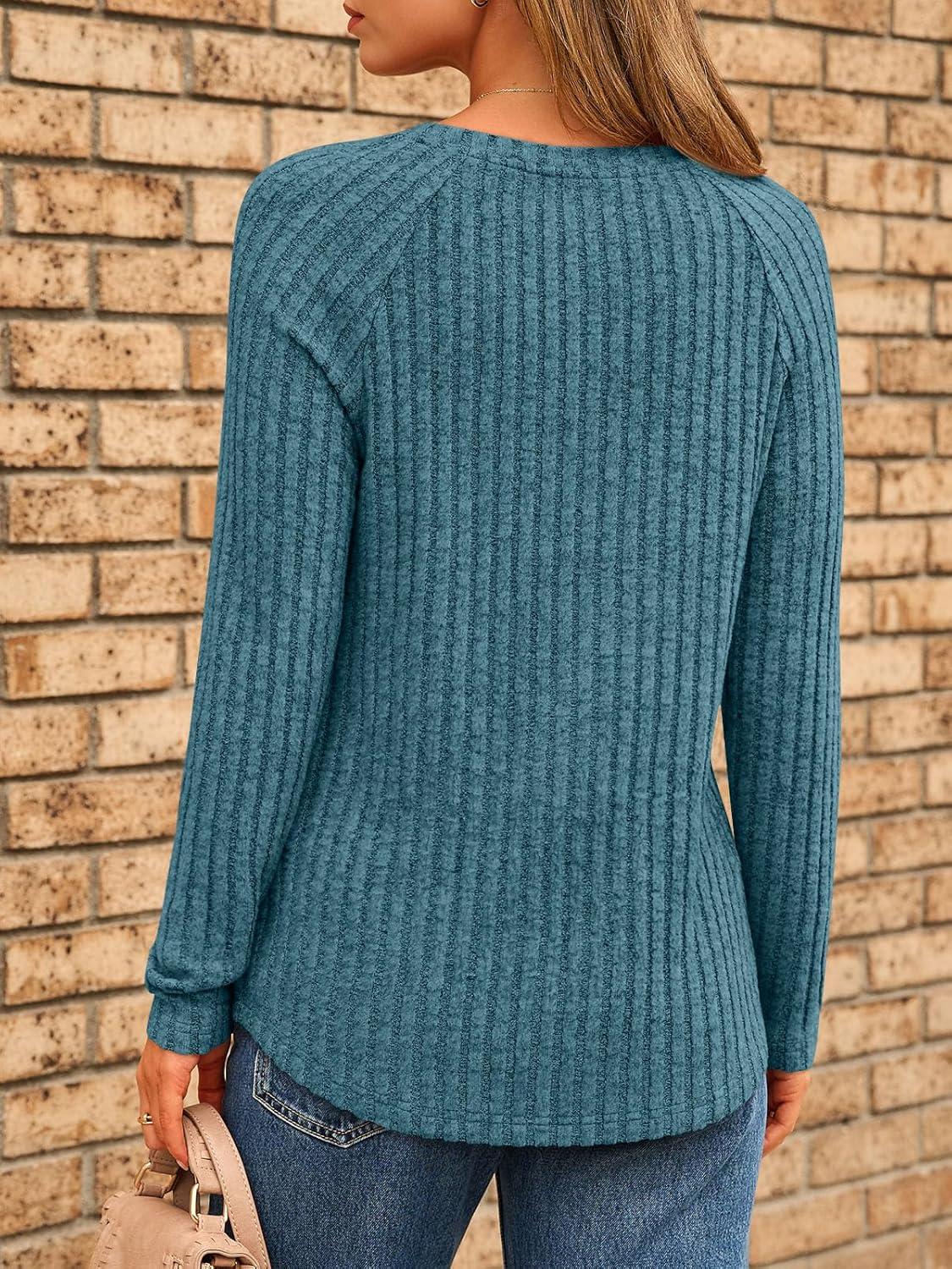 imageAUTOMET Womens Long Sleeve Shirts Fall Fashion Tops 2025 Blouses Dressy Sweaters Tunic Winter Clothes Casual OutfitsTeal