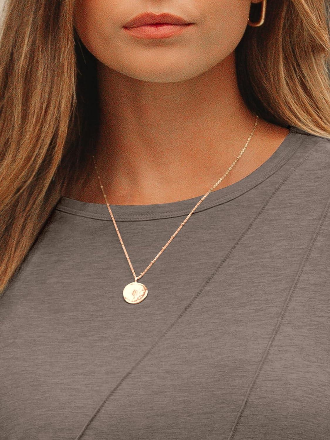 imageAUTOMET Womens Long Sleeve Shirts Pleated Crew Neck Casual Fall Fashion Tops Loose Fit Lightweight Girls Outfits ClothesCoffeegrey