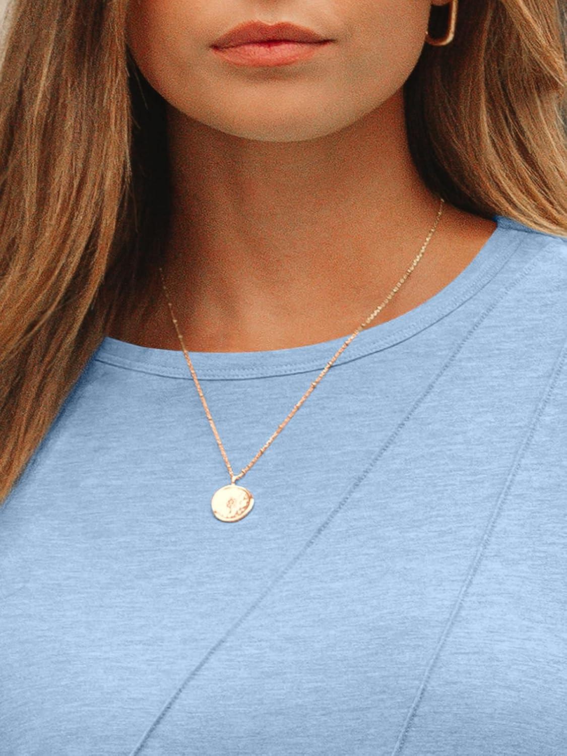 imageAUTOMET Womens Long Sleeve Shirts Pleated Crew Neck Casual Fall Fashion Tops Loose Fit Lightweight Girls Outfits ClothesLightblue