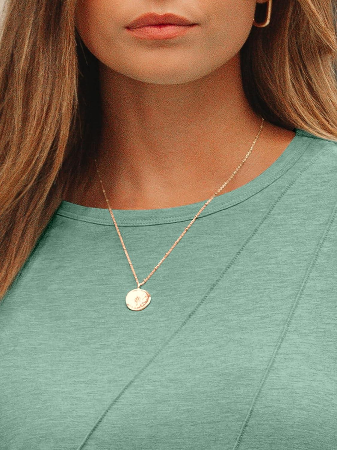 imageAUTOMET Womens Long Sleeve Shirts Pleated Crew Neck Casual Fall Fashion Tops Loose Fit Lightweight Girls Outfits ClothesLightgreen