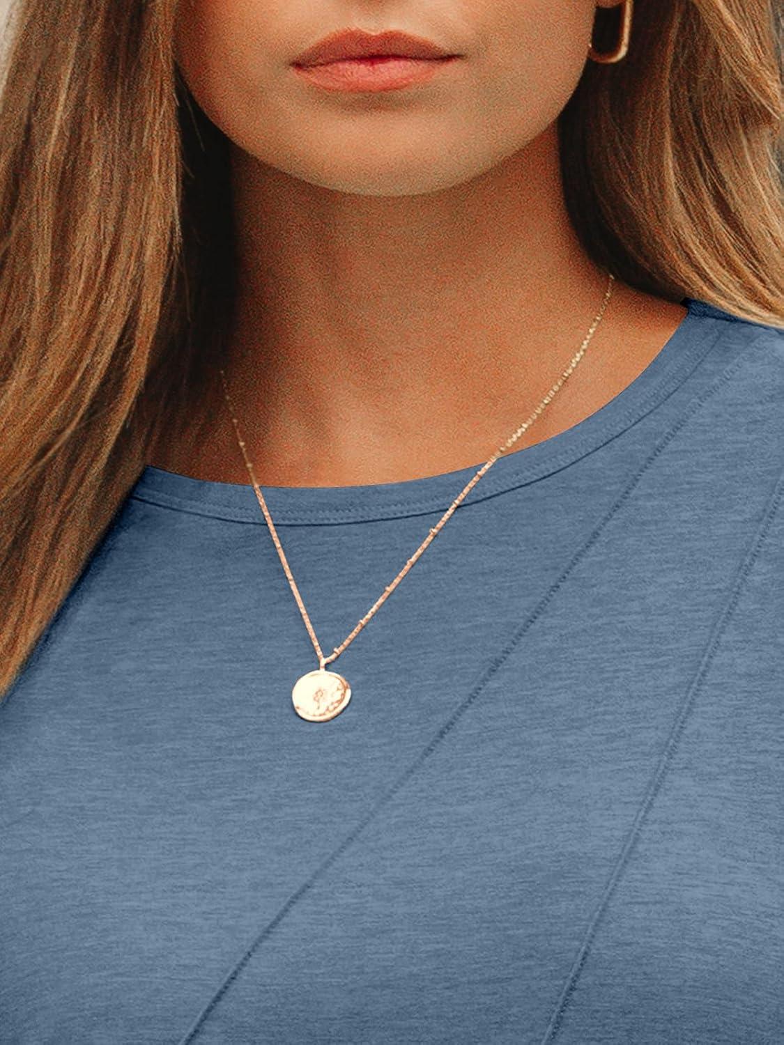 imageAUTOMET Womens Long Sleeve Shirts Pleated Crew Neck Casual Fall Fashion Tops Loose Fit Lightweight Girls Outfits ClothesNavy