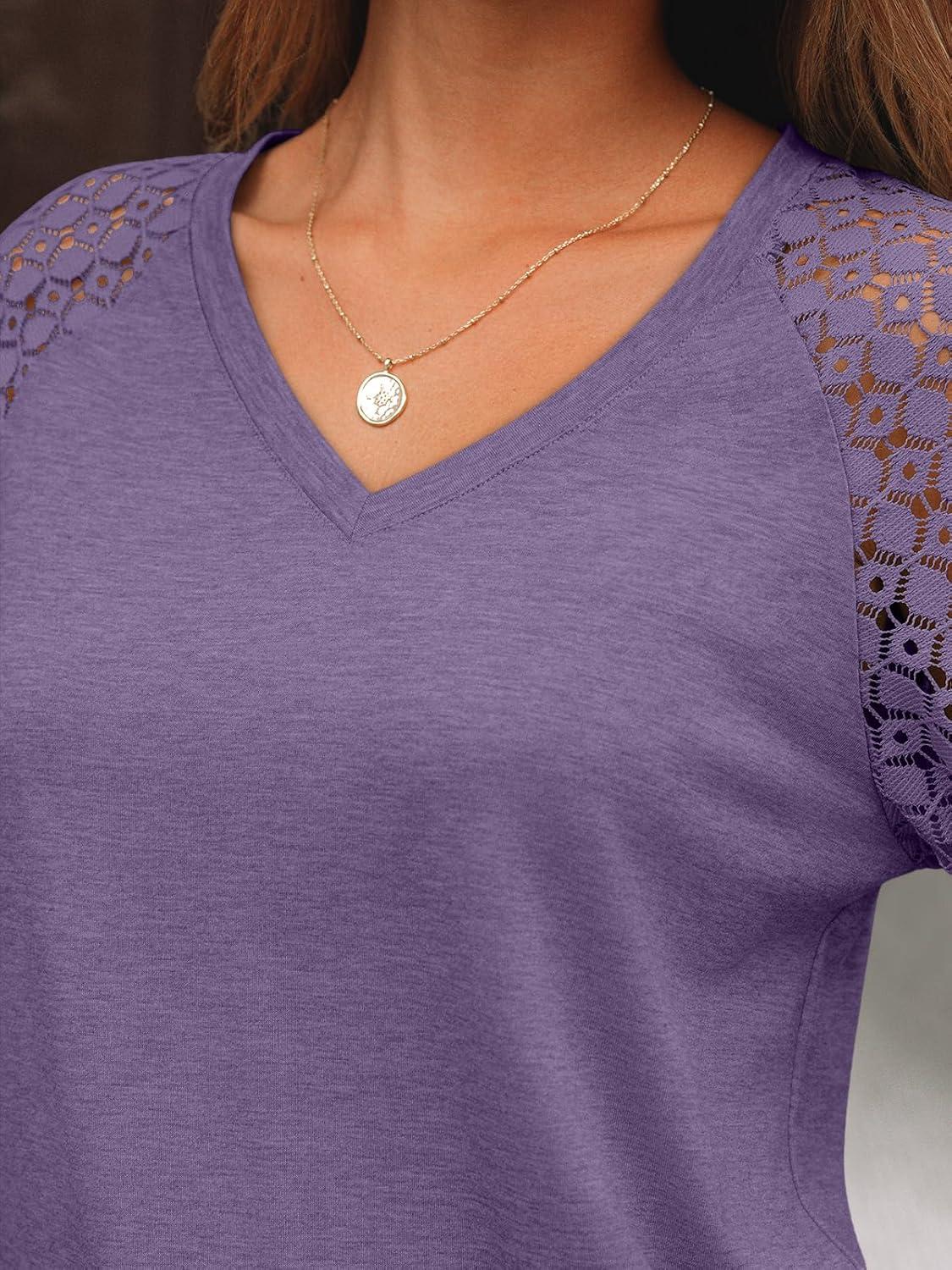 imageAUTOMET Womens Long Sleeve Shirts VNeck Lace Tops Business Casual Blouses Tee Trendy 2025 Fall Fashion Outfits ClothesGreypurple