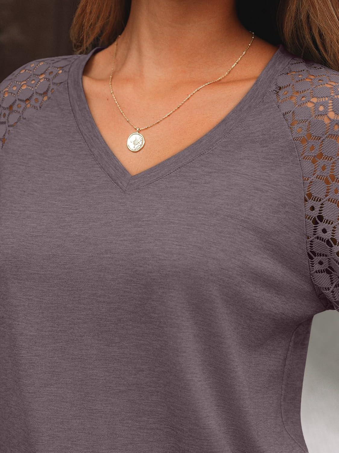 imageAUTOMET Womens Long Sleeve Shirts VNeck Lace Tops Business Casual Blouses Tee Trendy 2025 Fall Fashion Outfits ClothesRosetaupe