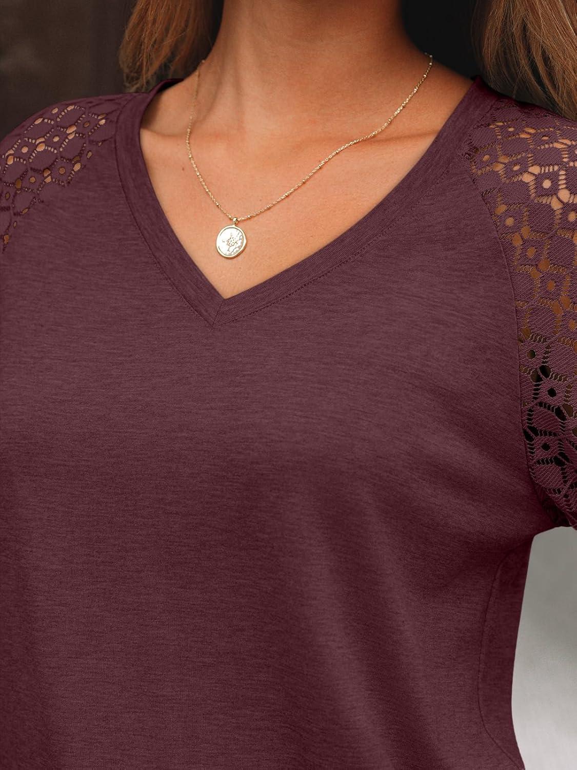 imageAUTOMET Womens Long Sleeve Shirts VNeck Lace Tops Business Casual Blouses Tee Trendy 2025 Fall Fashion Outfits ClothesWinered