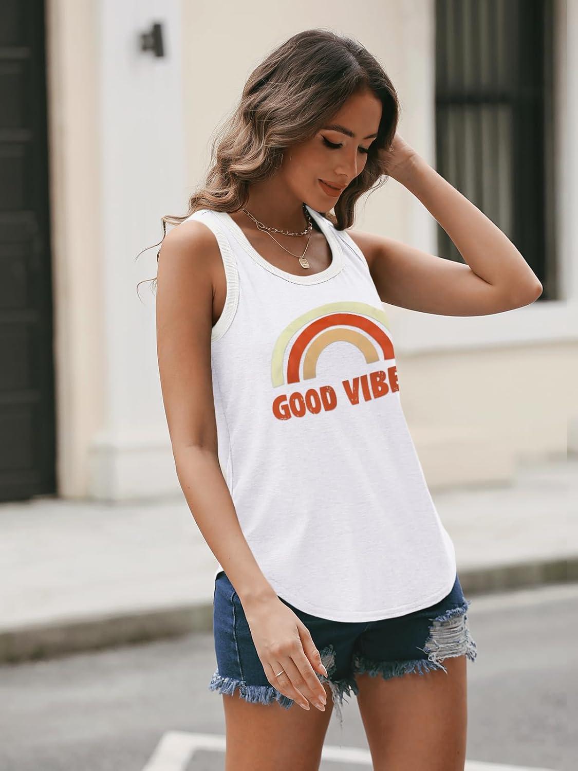 imageAUTOMET Womens Loose Fit Casual Flowy Tank Tops Square Neck Trendy Sleeveless Summer Tops Clothes Outfits 2025Rainbowwhite