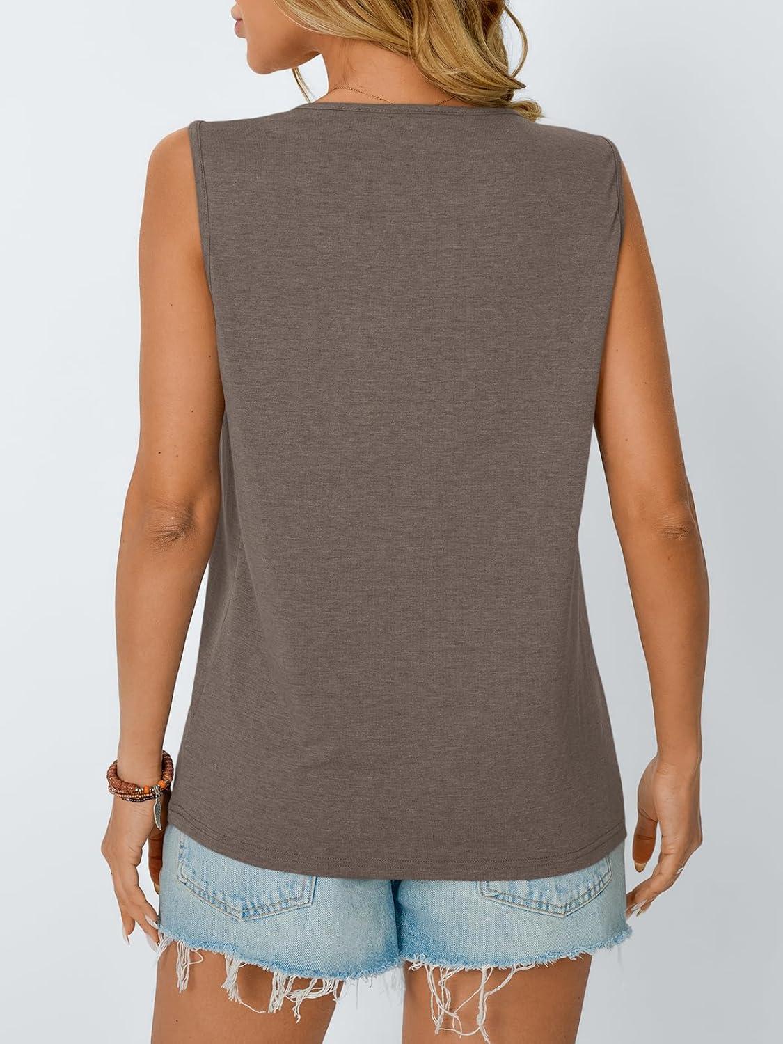 imageAUTOMET Womens Loose Fit Casual Flowy Tank Tops Trendy Sleeveless Summer Tops Clothing Outfits 2025Coffee Grey