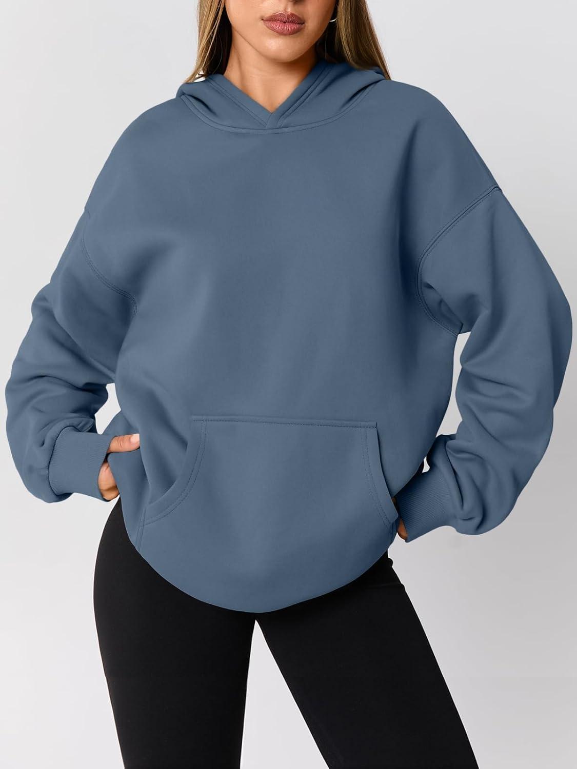 imageAUTOMET Womens Oversized Hoodies Fleece Trendy Sweatshirts Fall Fashion 2025 Pullover Winter Clothing OutfitsGrey Blue