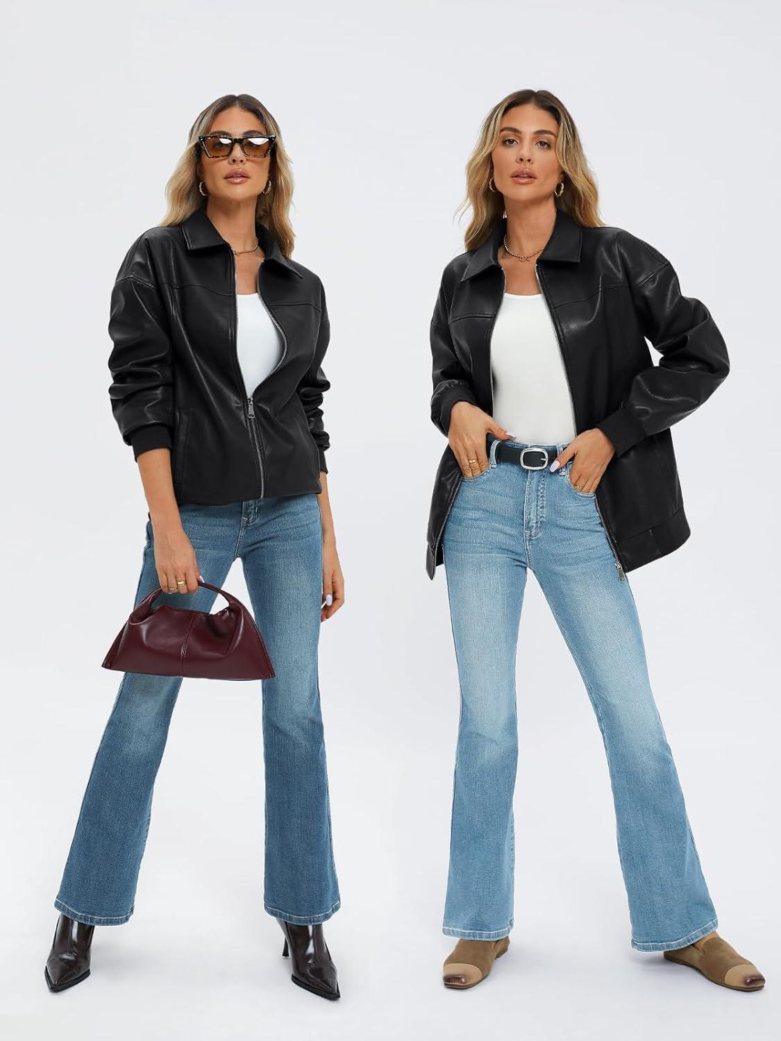 imageAUTOMET Womens Oversized Leather Jackets Zip Up Coats Faux Motorcycle Bomber Outfits Fall Trendy Fashion Winter Clothes 2025Black