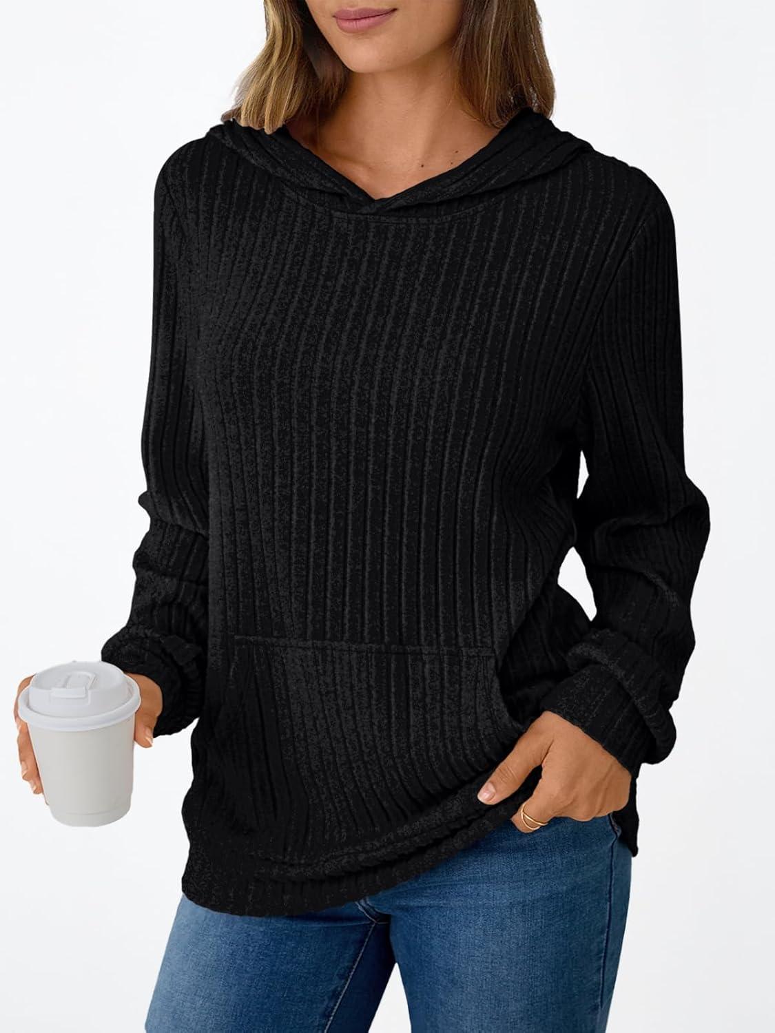 imageAUTOMET Womens Oversized Lightweight Hoodies Fall Fashion Sweaters 2025 Loose Fleece Sweatshirts Clothes with PocketBlack