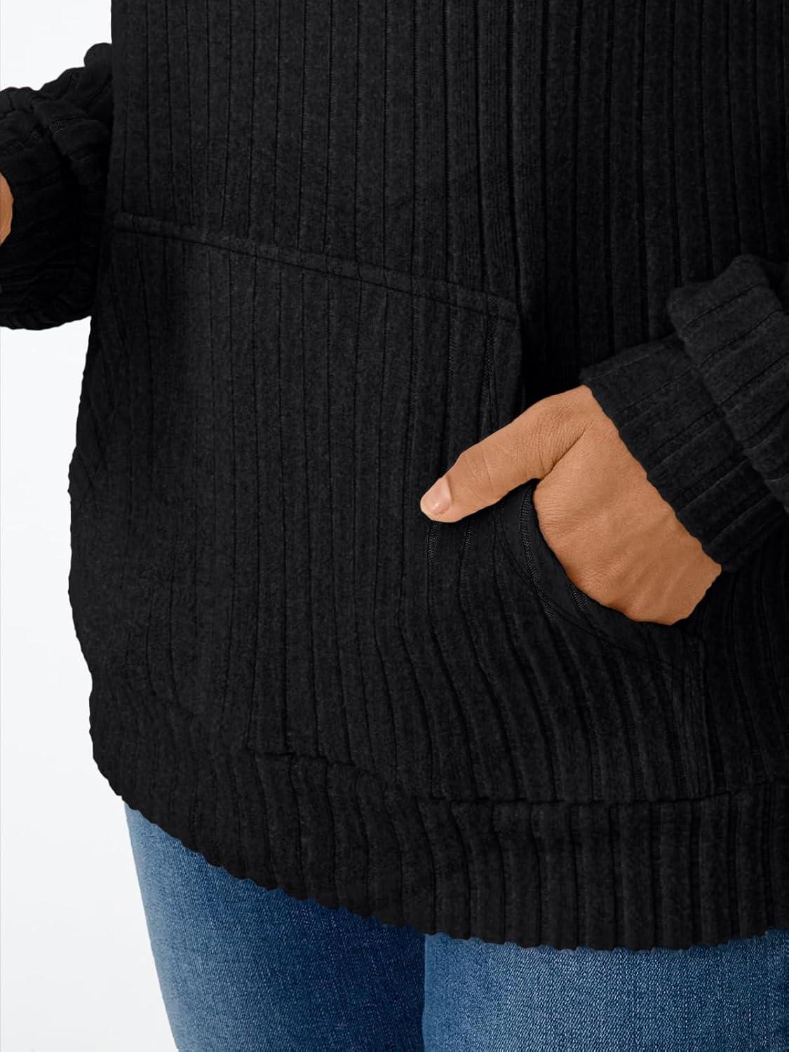 imageAUTOMET Womens Oversized Lightweight Hoodies Fall Fashion Sweaters 2025 Loose Fleece Sweatshirts Clothes with PocketBlack