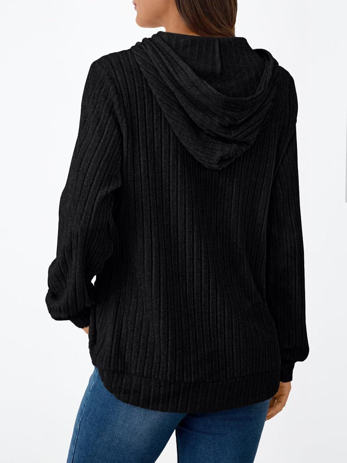 imageAUTOMET Womens Oversized Lightweight Hoodies Fall Fashion Sweaters 2025 Loose Fleece Sweatshirts Clothes with PocketBlack