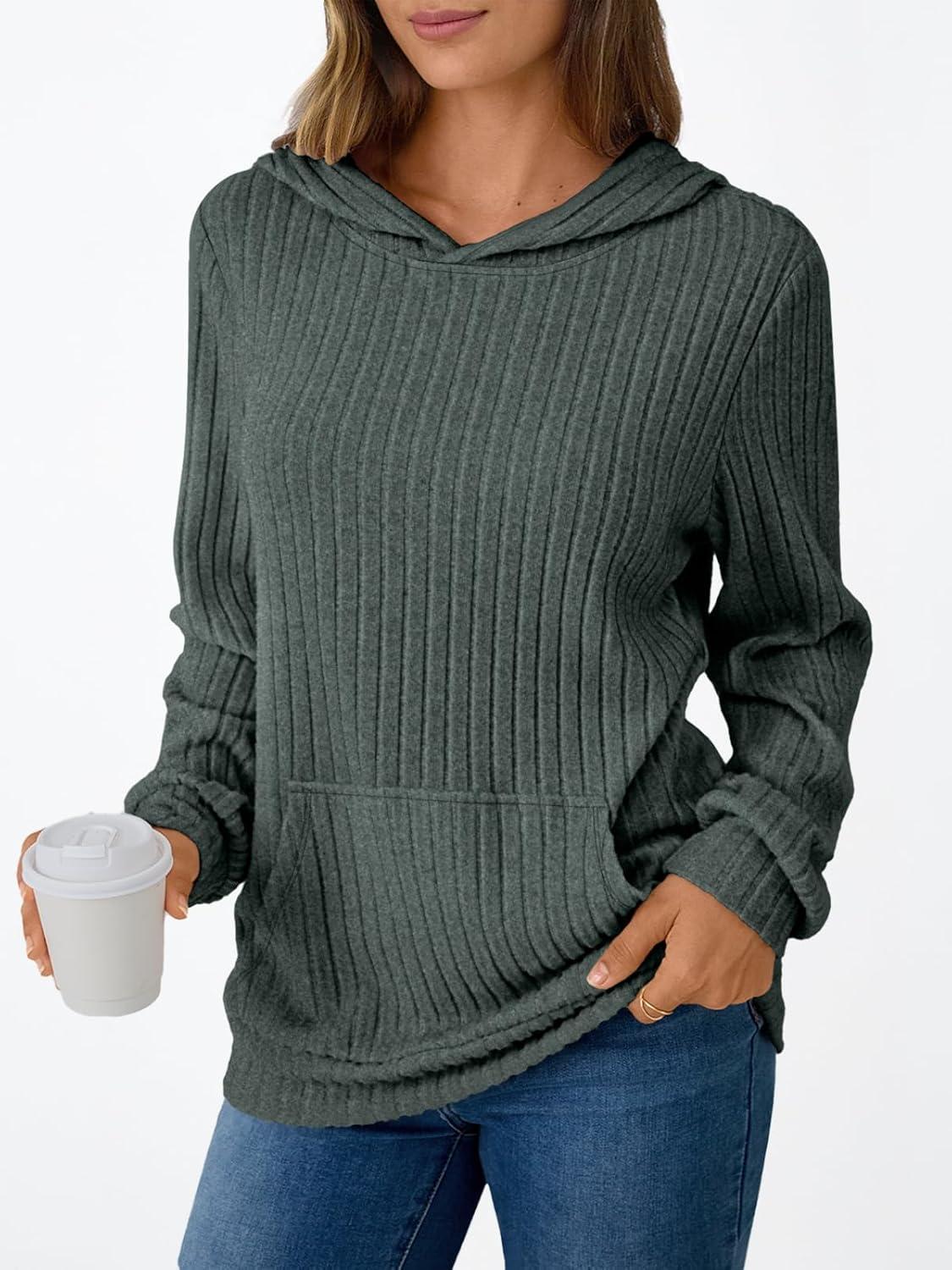 imageAUTOMET Womens Oversized Lightweight Hoodies Fall Fashion Sweaters 2025 Loose Fleece Sweatshirts Clothes with PocketGreen