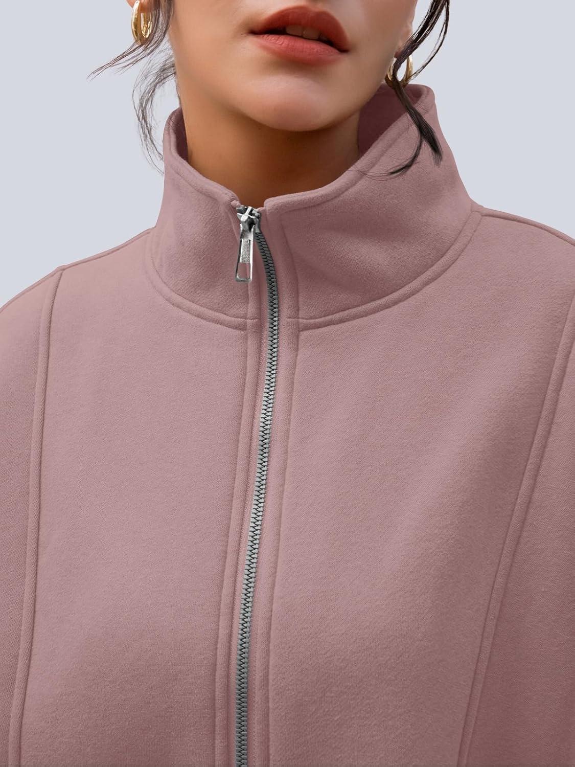 imageAUTOMET Womens Quarter Zip Oversized Sweatshirts Teen Fleece Pullover Hoodies 2025 Mock Neck Sweater Fall Workout JacketDarkpink