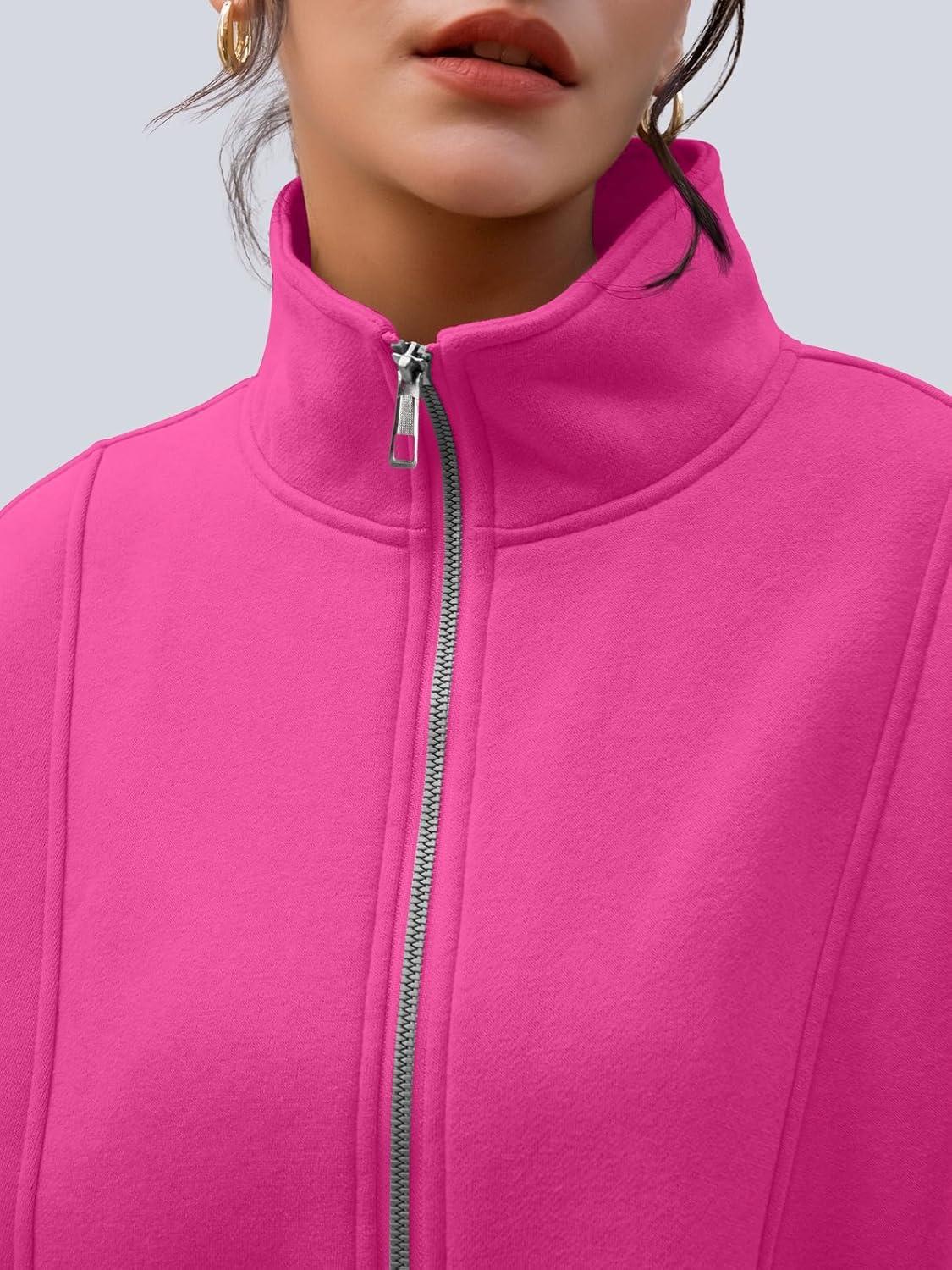 imageAUTOMET Womens Quarter Zip Oversized Sweatshirts Teen Fleece Pullover Hoodies 2025 Mock Neck Sweater Fall Workout JacketHotpink