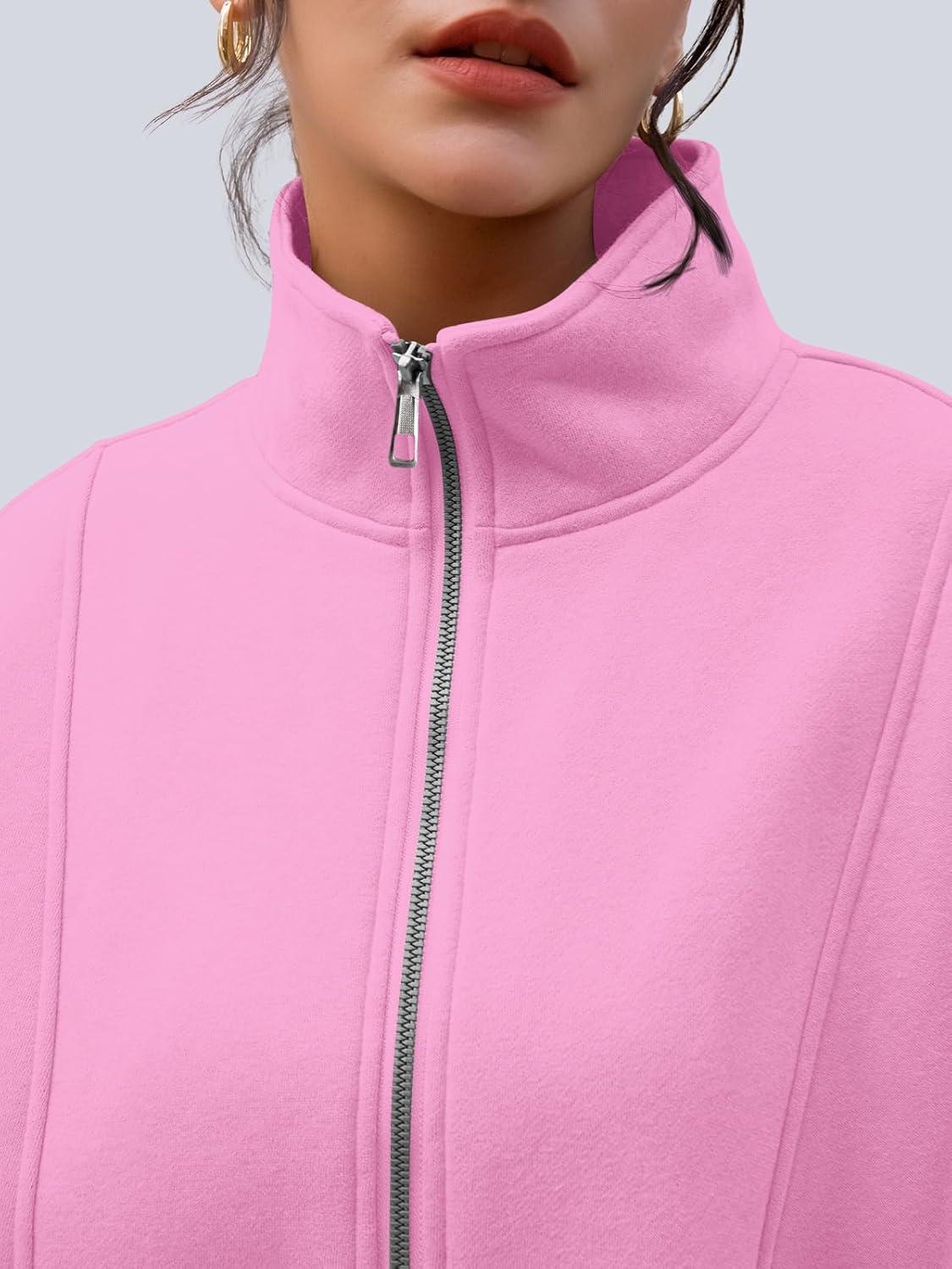imageAUTOMET Womens Quarter Zip Oversized Sweatshirts Teen Fleece Pullover Hoodies 2025 Mock Neck Sweater Fall Workout JacketPink