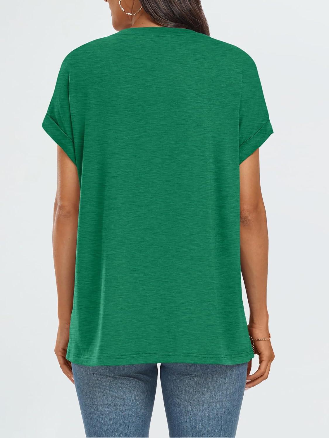 imageAUTOMET Womens Summer Tops Oversized Short Sleeve Business Casual T Shirts Trendy Fashion Clothes Spring Outfits 2025Green