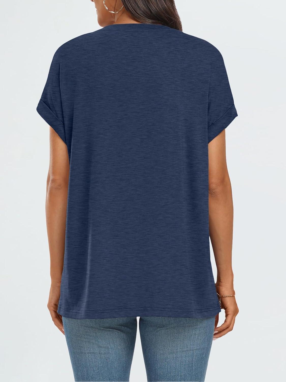 imageAUTOMET Womens Summer Tops Oversized Short Sleeve Business Casual T Shirts Trendy Fashion Clothes Spring Outfits 2025Navy