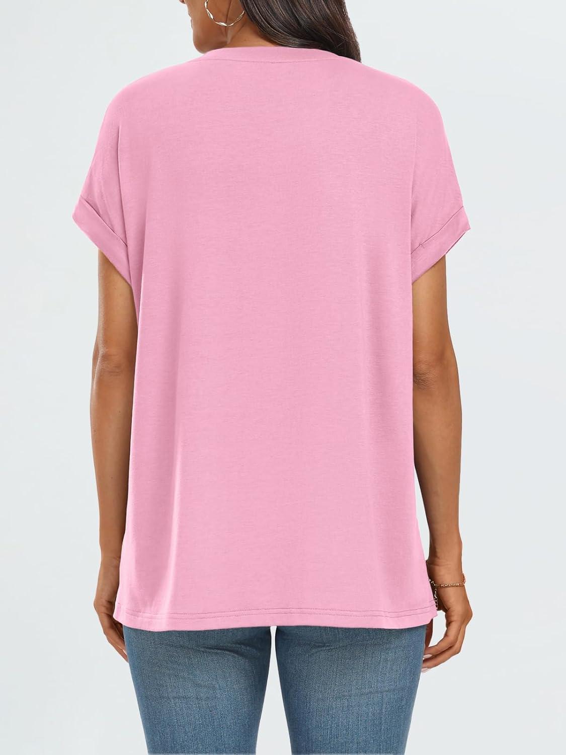 imageAUTOMET Womens Summer Tops Oversized Short Sleeve Business Casual T Shirts Trendy Fashion Clothes Spring Outfits 2025Pink