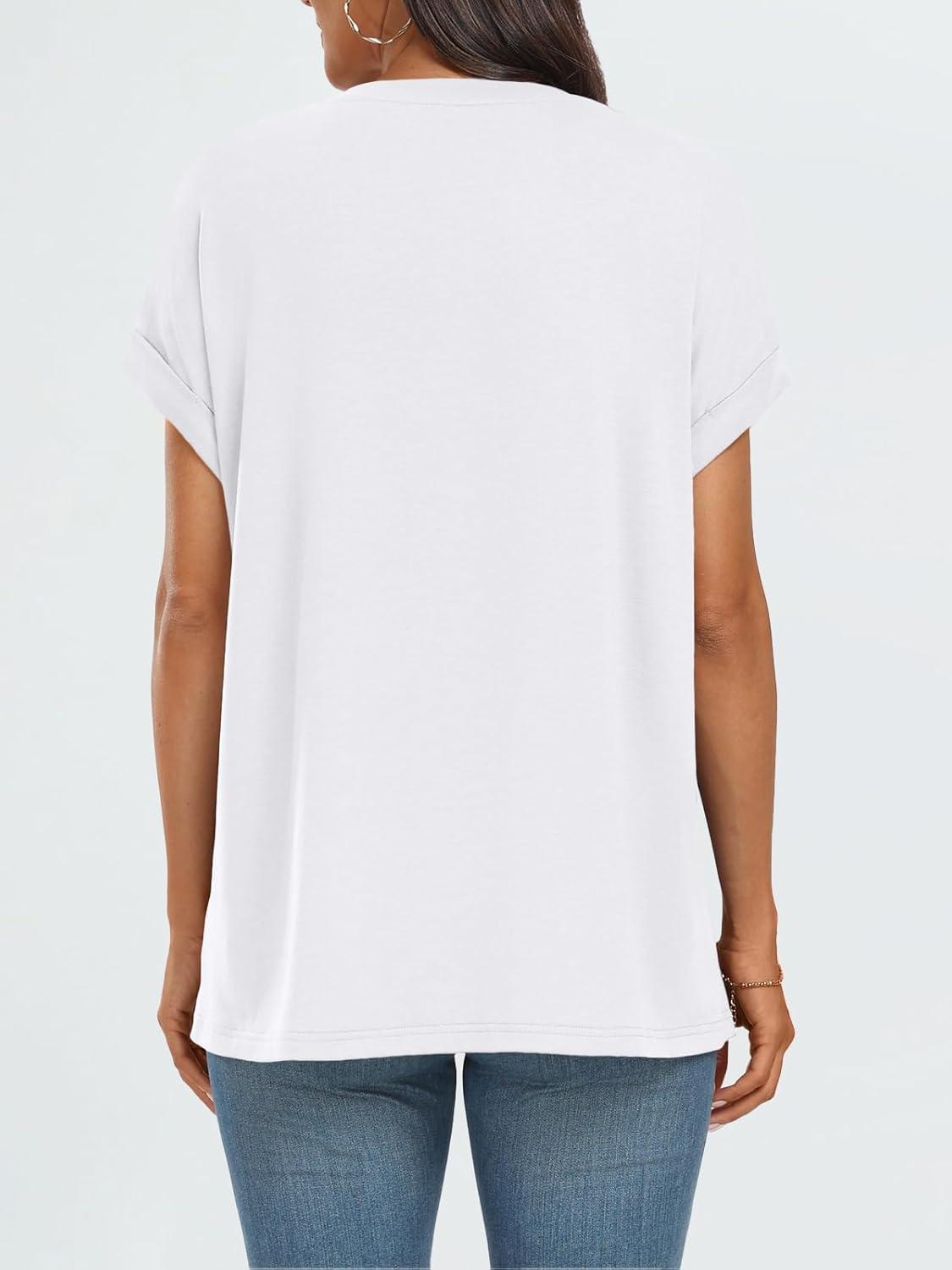 imageAUTOMET Womens Summer Tops Oversized Short Sleeve Business Casual T Shirts Trendy Fashion Clothes Spring Outfits 2025White