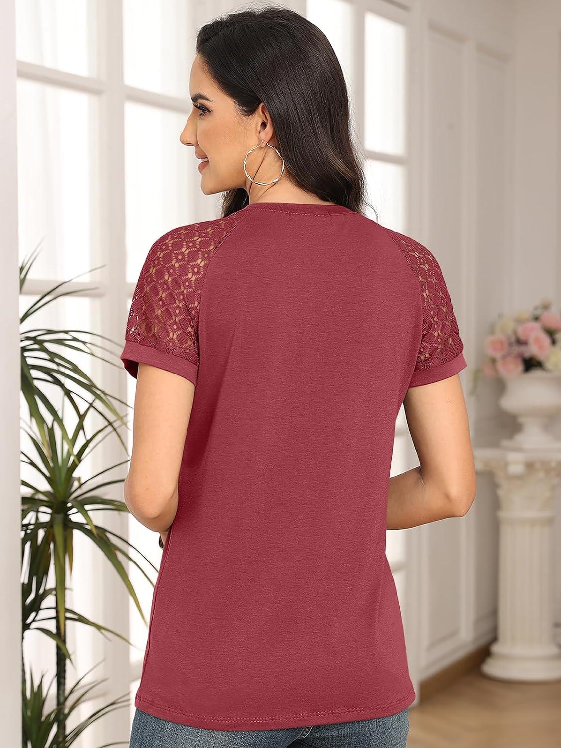 imageAUTOMET Womens Summer Tops Spring Shirts Trendy Vacation Outfits Short Sleeve Business Tshirts Fashion Casual BlousesRust