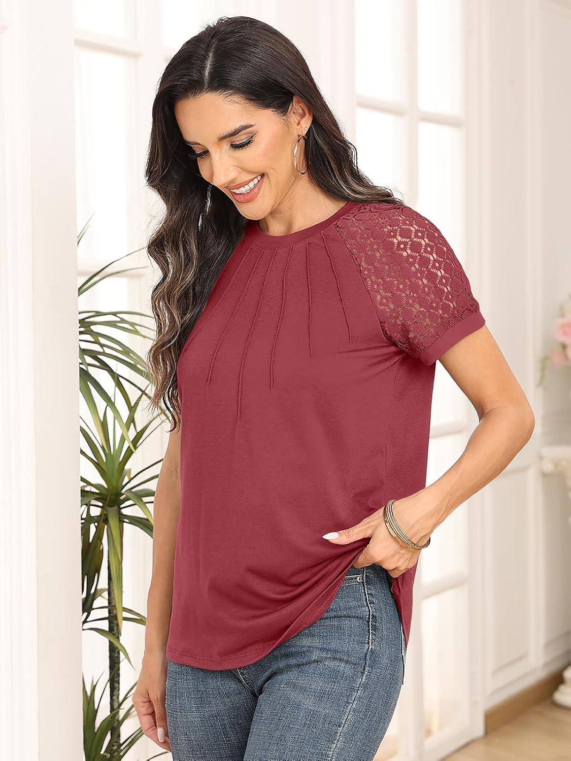 imageAUTOMET Womens Summer Tops Spring Shirts Trendy Vacation Outfits Short Sleeve Business Tshirts Fashion Casual BlousesRust