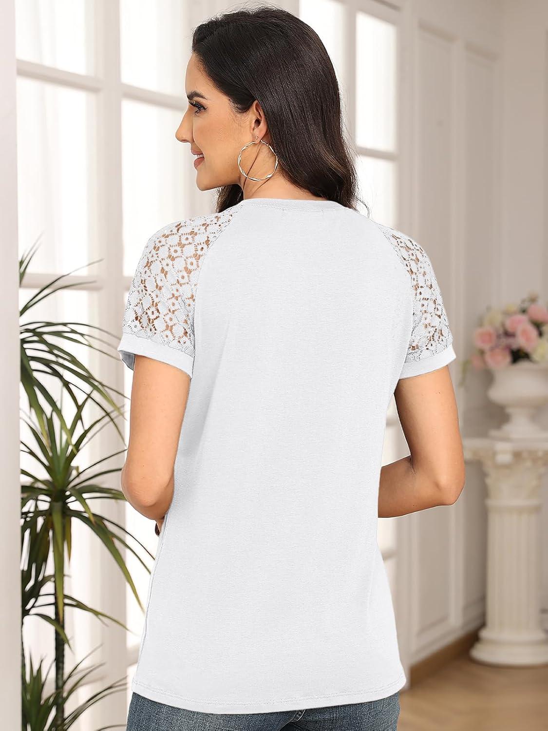 imageAUTOMET Womens Summer Tops Spring Shirts Trendy Vacation Outfits Short Sleeve Business Tshirts Fashion Casual BlousesWhite