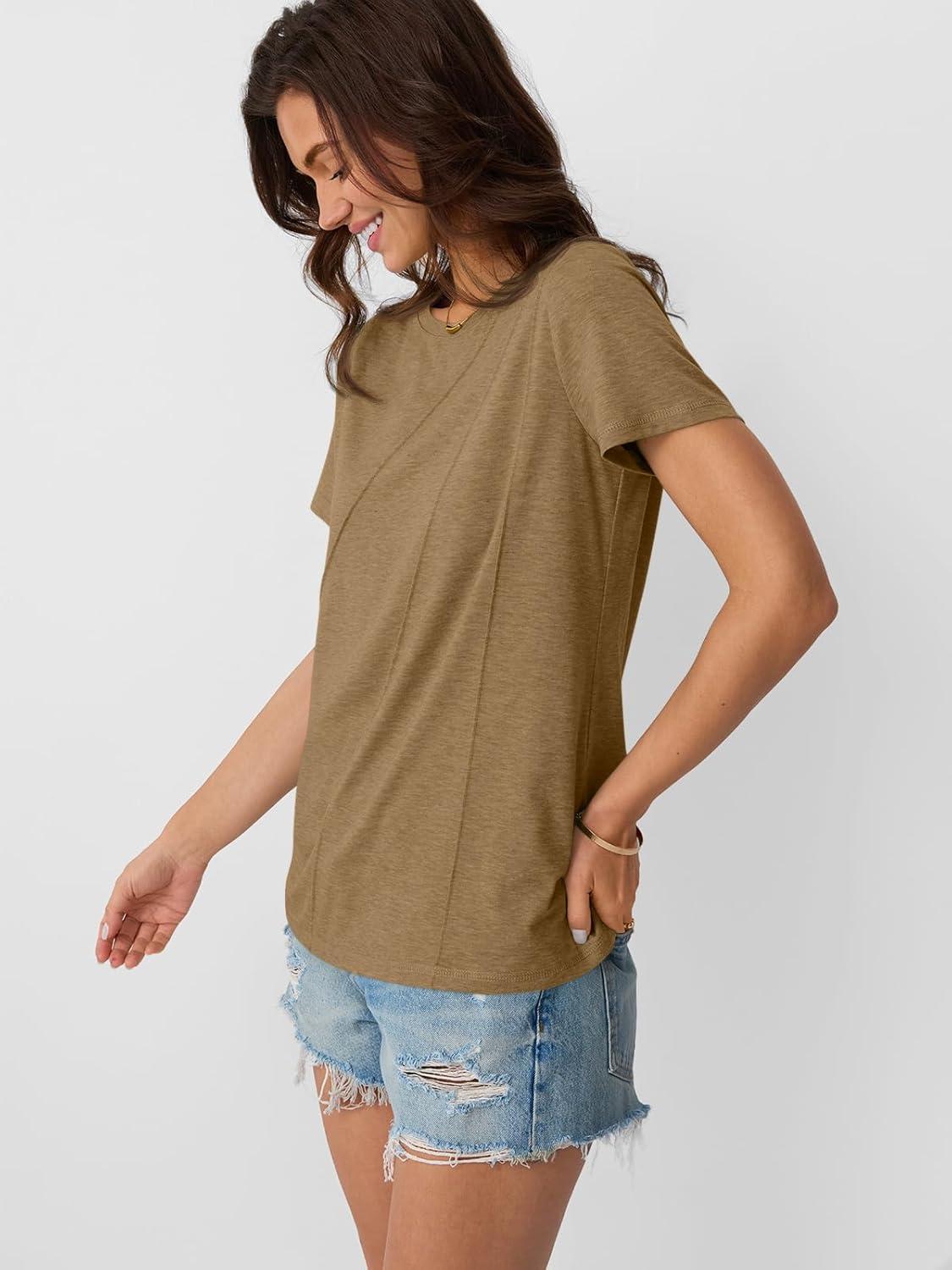 imageAUTOMET Womens Summer Tops Workout Shirts Beach Vacation Outfits Business Tshirts Dressy Fashion Spring Clothes 2025Coffee