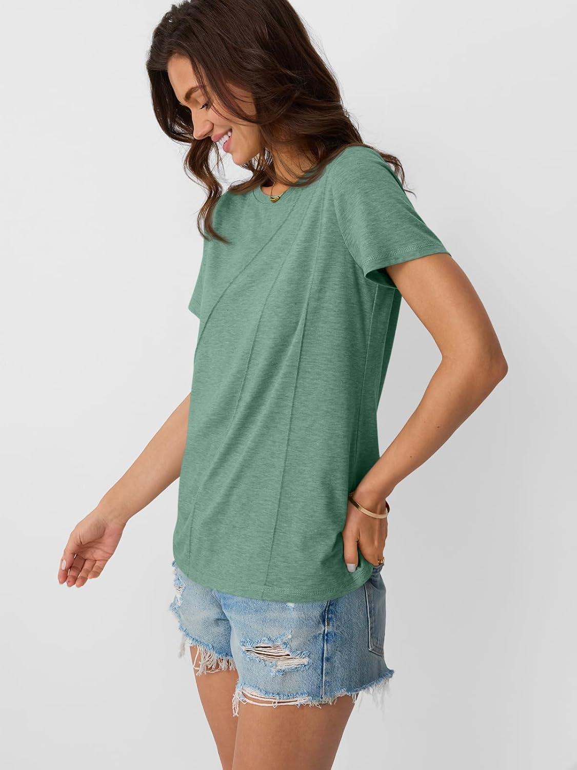 imageAUTOMET Womens Summer Tops Workout Shirts Beach Vacation Outfits Business Tshirts Dressy Fashion Spring Clothes 2025Lightgreen