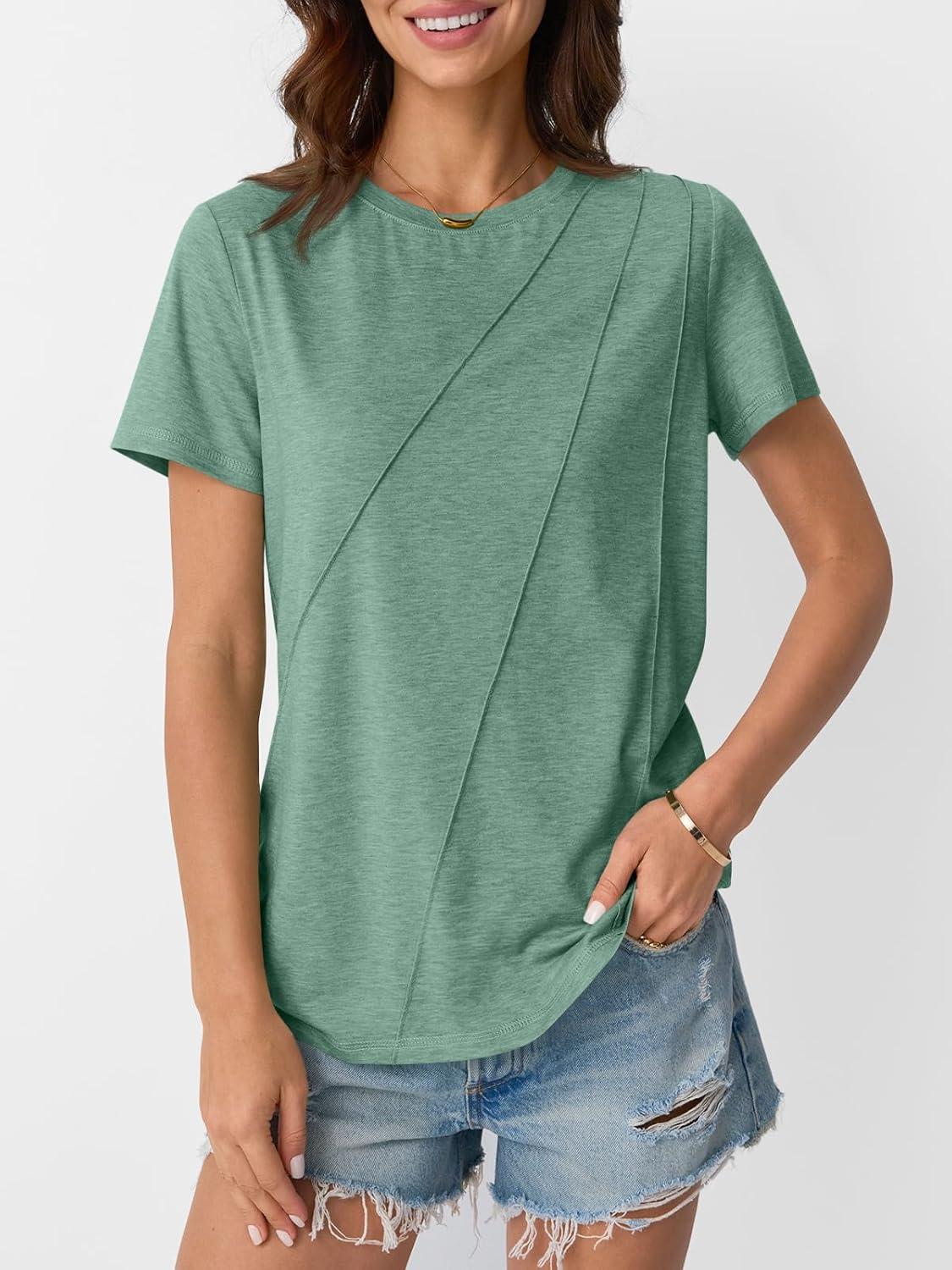 imageAUTOMET Womens Summer Tops Workout Shirts Beach Vacation Outfits Business Tshirts Dressy Fashion Spring Clothes 2025Lightgreen