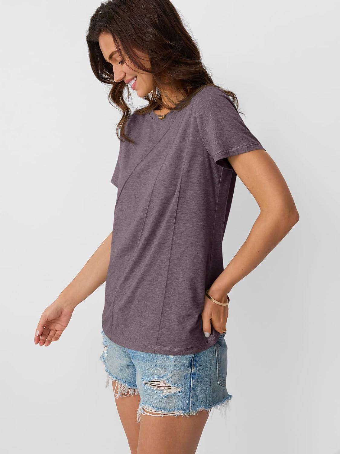 imageAUTOMET Womens Summer Tops Workout Shirts Beach Vacation Outfits Business Tshirts Dressy Fashion Spring Clothes 2025Taupe