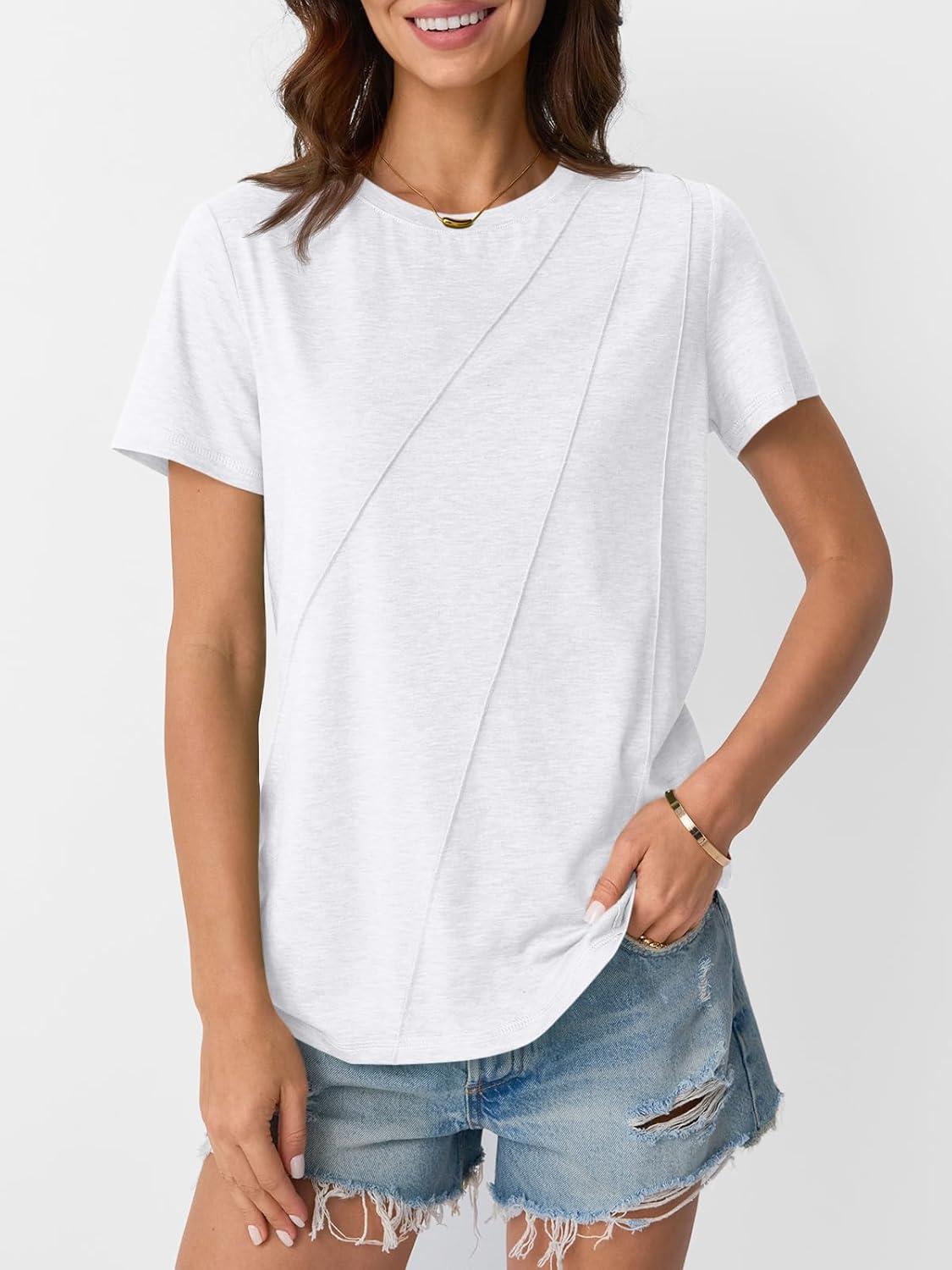 imageAUTOMET Womens Summer Tops Workout Shirts Beach Vacation Outfits Business Tshirts Dressy Fashion Spring Clothes 2025White