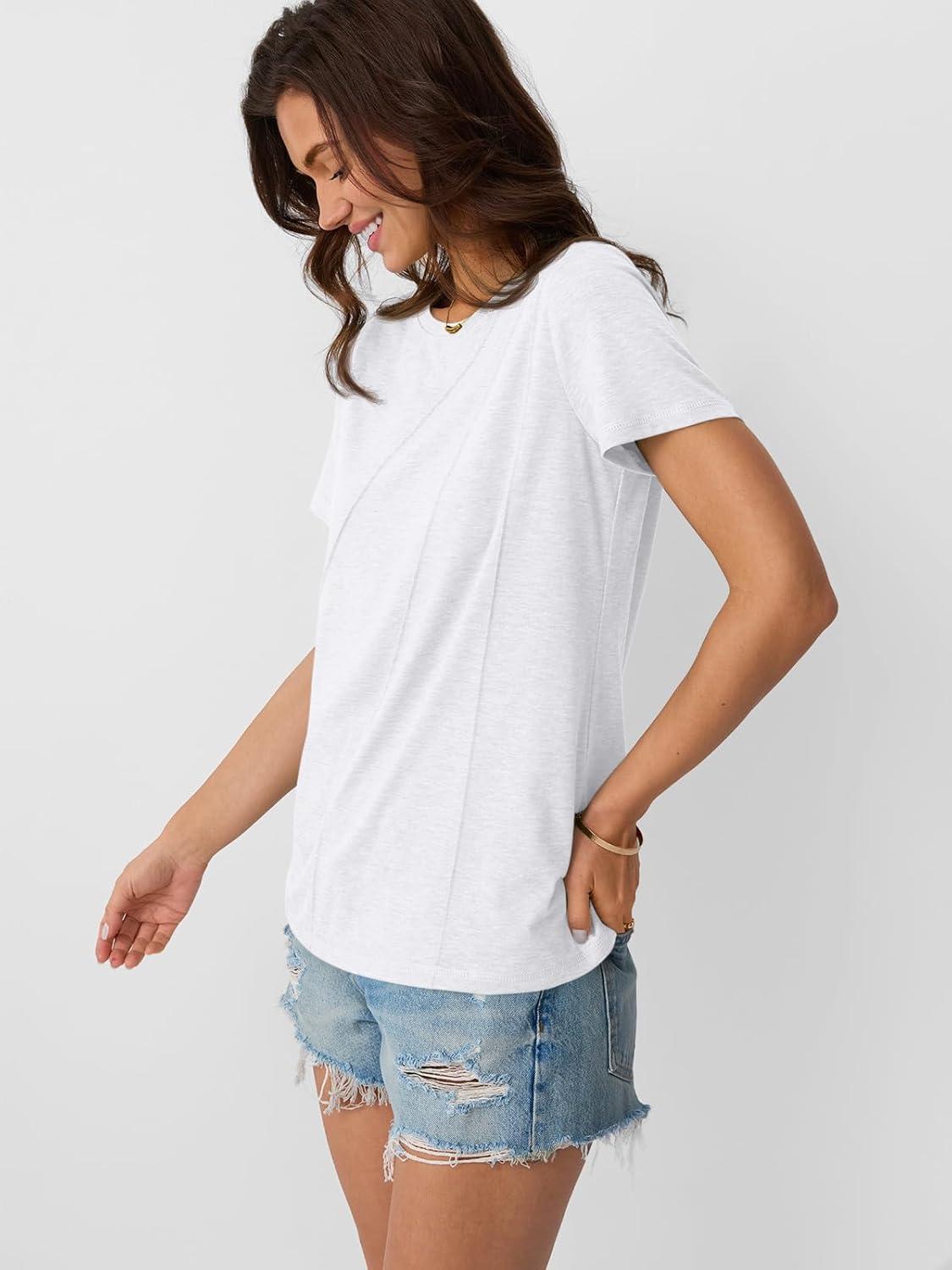 imageAUTOMET Womens Summer Tops Workout Shirts Beach Vacation Outfits Business Tshirts Dressy Fashion Spring Clothes 2025White