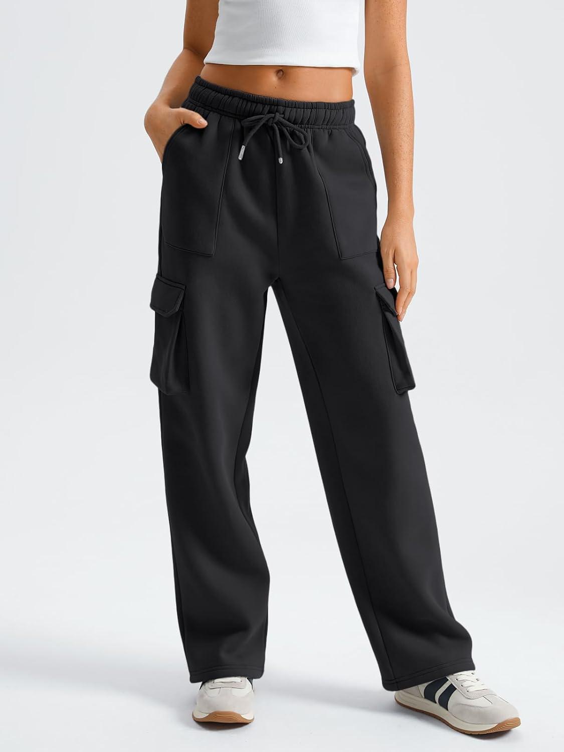 imageAUTOMET Womens Sweatpants Wide Leg Cargo Barrel Pants Fall Fashion Outfits Sweats Baggy Winter Clothes Parachute JoggersBlack