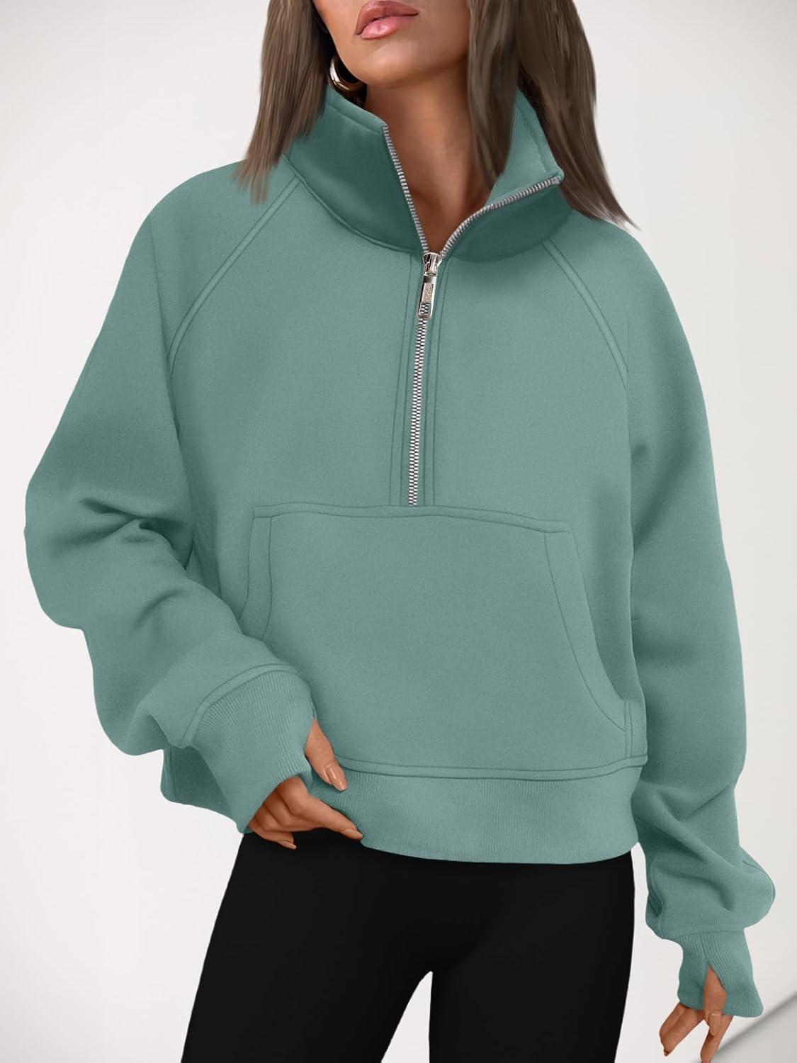 imageAUTOMET Womens Sweatshirts Half Zip Cropped Pullover Fleece Quarter Zipper Hoodies 2025 Fall Fashion Outfits ClothesLake