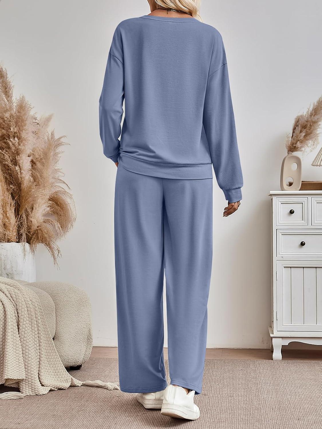 imageAUTOMET Womens Sweatsuits 2 Piece Lounge Matching Outfits Sweat Sets Tracksuit Travel Sweatshirts Fall Fashion Clothes 2025Blue