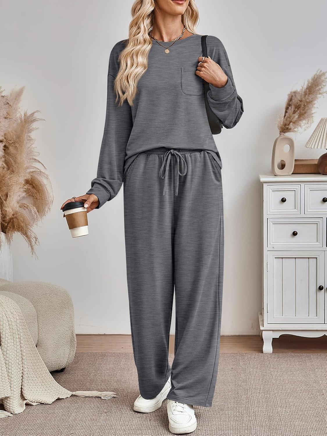 imageAUTOMET Womens Sweatsuits 2 Piece Lounge Matching Outfits Sweat Sets Tracksuit Travel Sweatshirts Fall Fashion Clothes 2025Darkgrey