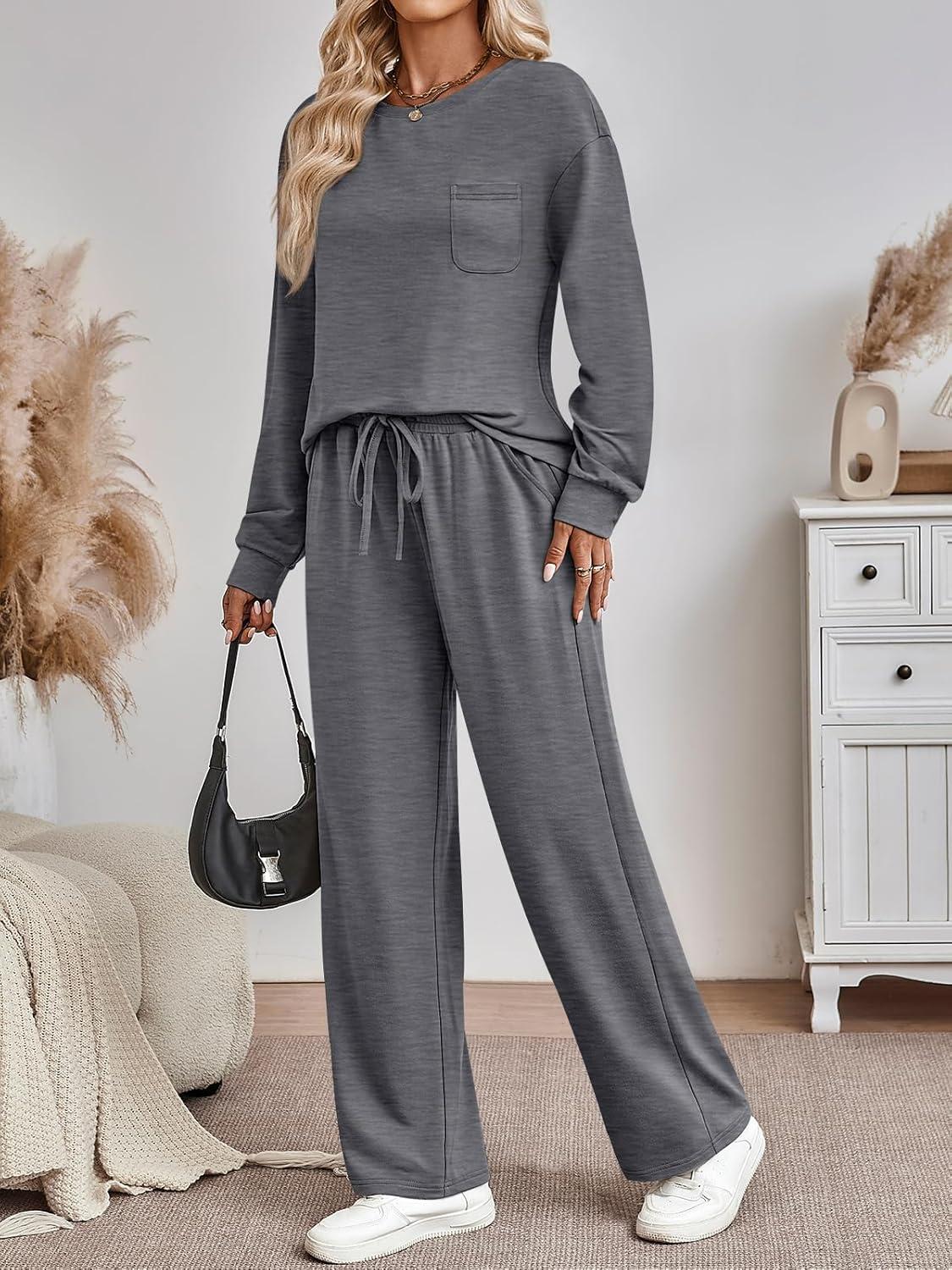 imageAUTOMET Womens Sweatsuits 2 Piece Lounge Matching Outfits Sweat Sets Tracksuit Travel Sweatshirts Fall Fashion Clothes 2025Darkgrey