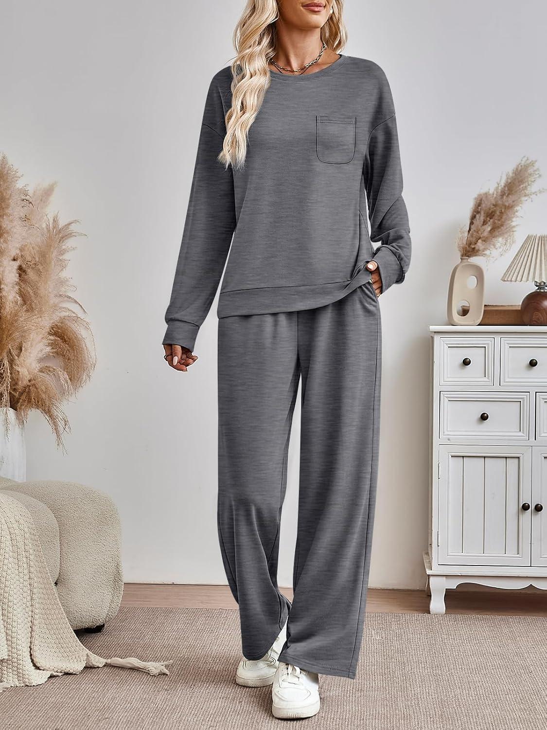 imageAUTOMET Womens Sweatsuits 2 Piece Lounge Matching Outfits Sweat Sets Tracksuit Travel Sweatshirts Fall Fashion Clothes 2025Darkgrey