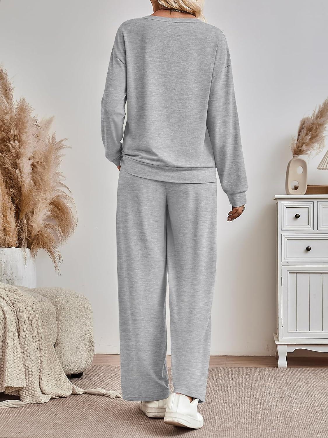 imageAUTOMET Womens Sweatsuits 2 Piece Lounge Matching Outfits Sweat Sets Tracksuit Travel Sweatshirts Fall Fashion Clothes 2025Grey