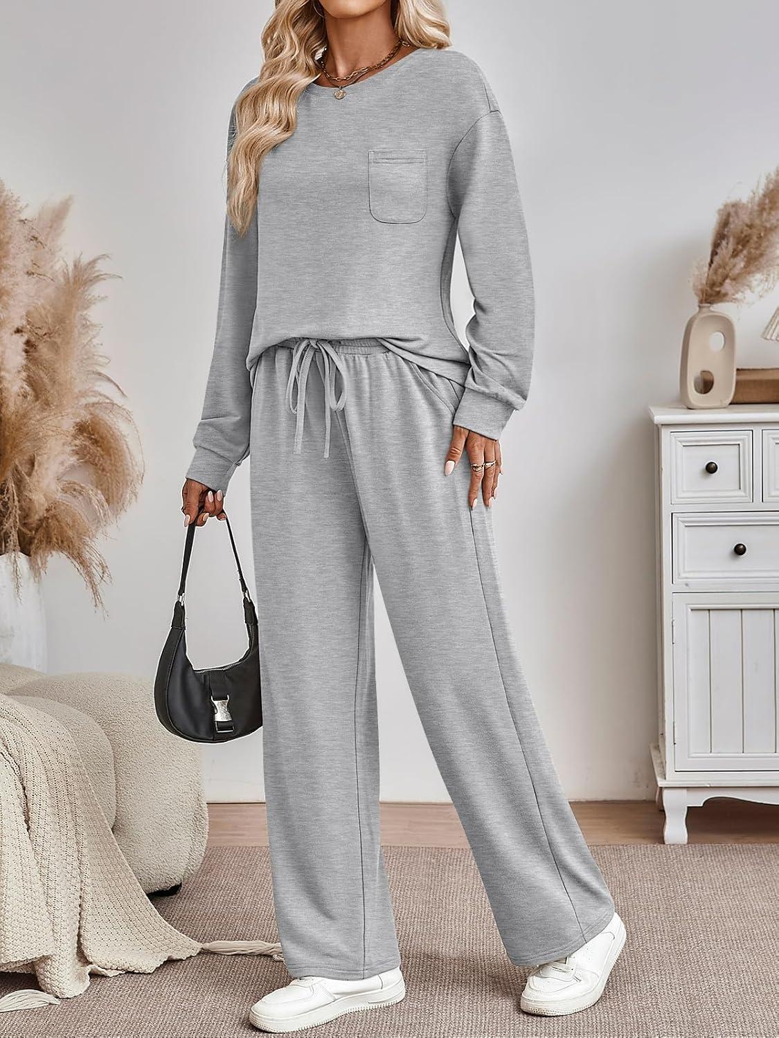 imageAUTOMET Womens Sweatsuits 2 Piece Lounge Matching Outfits Sweat Sets Tracksuit Travel Sweatshirts Fall Fashion Clothes 2025Grey