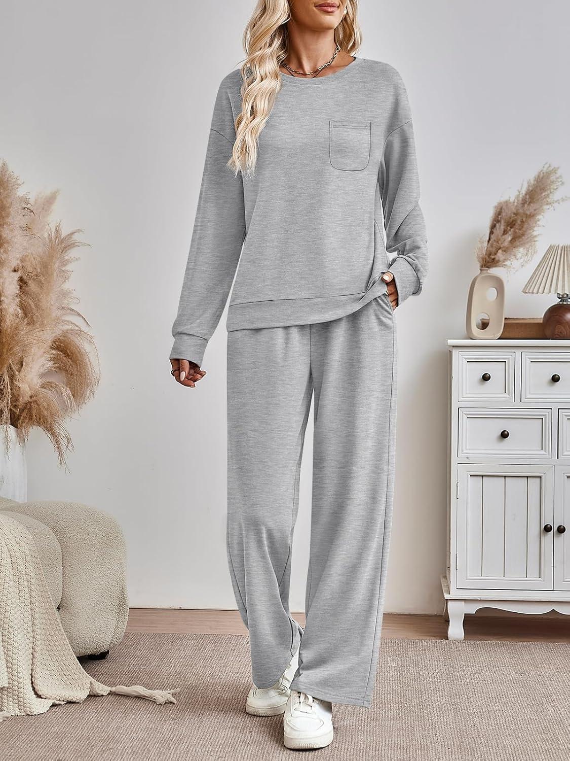 imageAUTOMET Womens Sweatsuits 2 Piece Lounge Matching Outfits Sweat Sets Tracksuit Travel Sweatshirts Fall Fashion Clothes 2025Grey