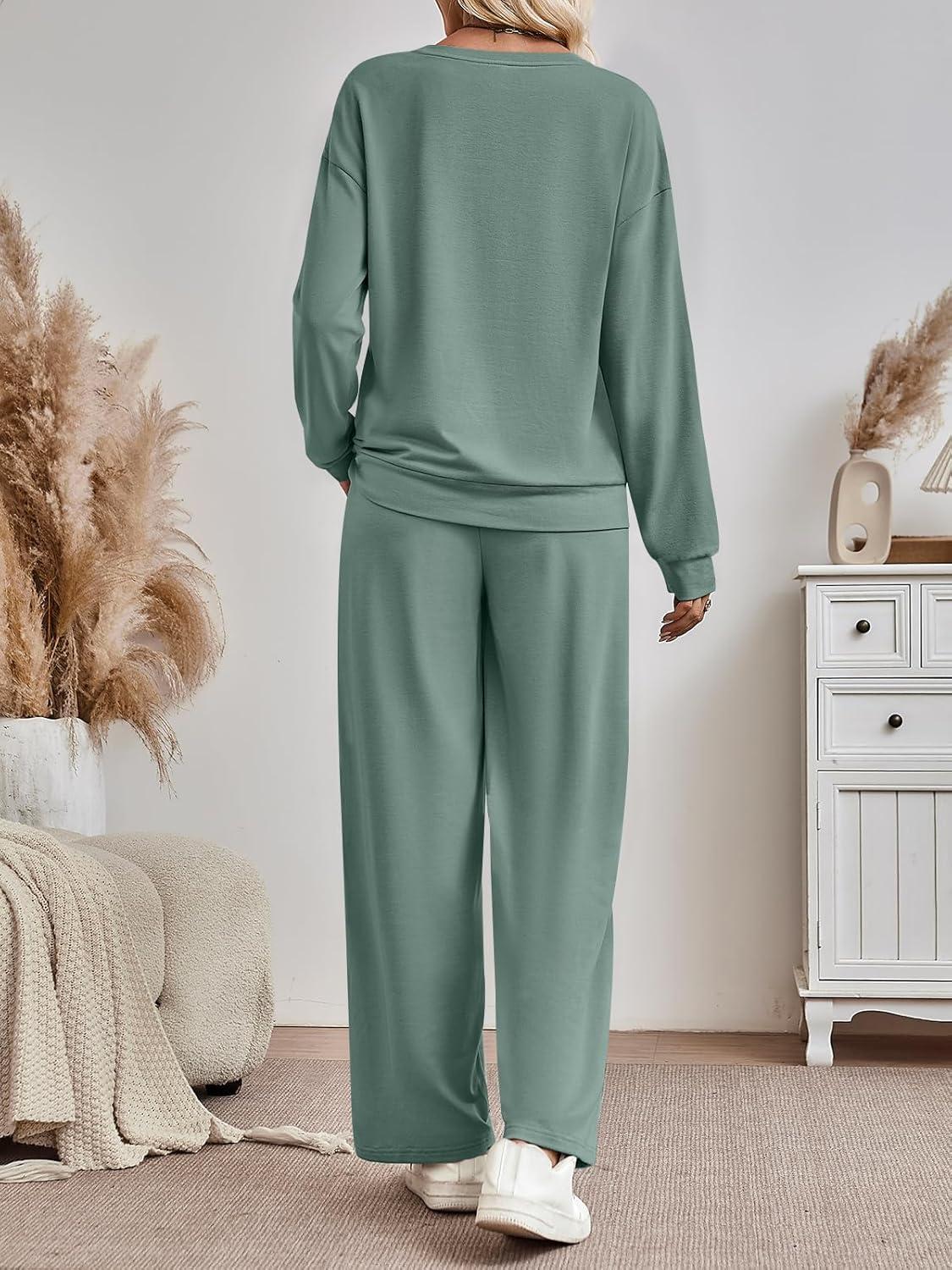 imageAUTOMET Womens Sweatsuits 2 Piece Lounge Matching Outfits Sweat Sets Tracksuit Travel Sweatshirts Fall Fashion Clothes 2025Lightgreen