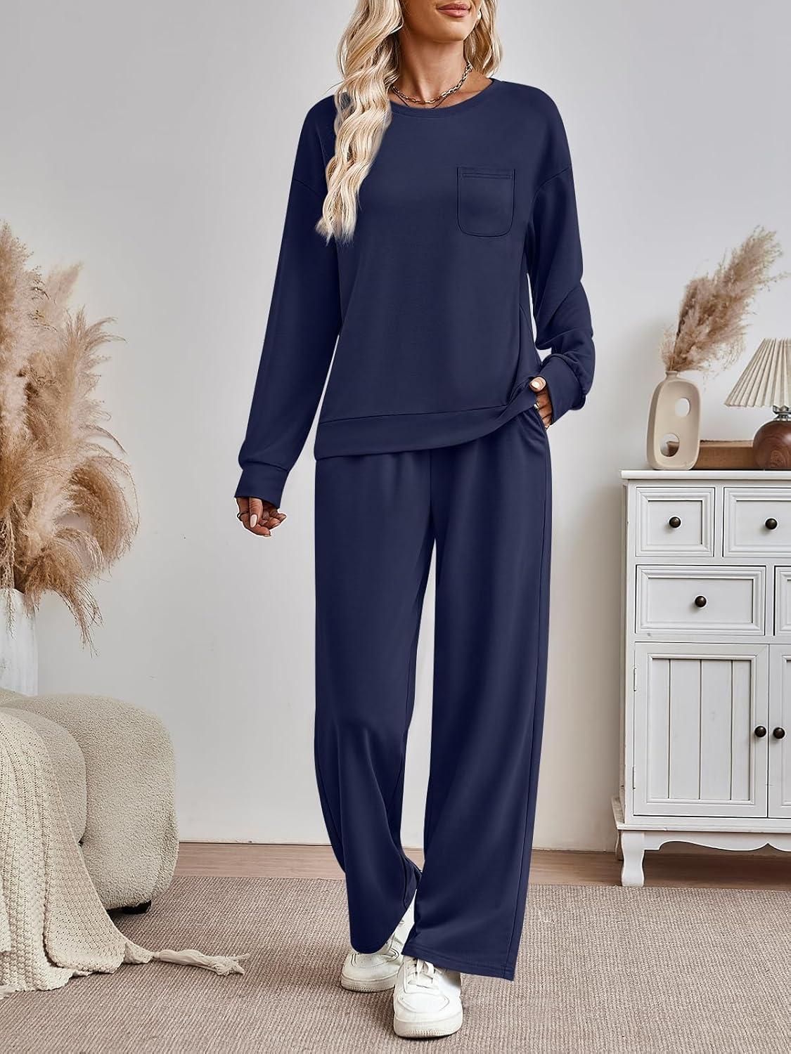 imageAUTOMET Womens Sweatsuits 2 Piece Lounge Matching Outfits Sweat Sets Tracksuit Travel Sweatshirts Fall Fashion Clothes 2025Navy