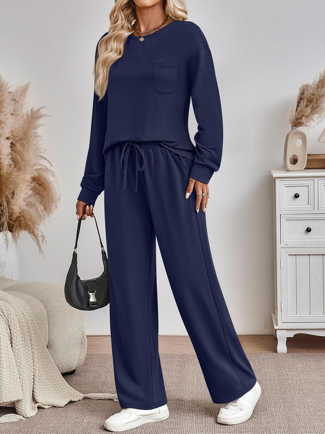 imageAUTOMET Womens Sweatsuits 2 Piece Lounge Matching Outfits Sweat Sets Tracksuit Travel Sweatshirts Fall Fashion Clothes 2025Navy