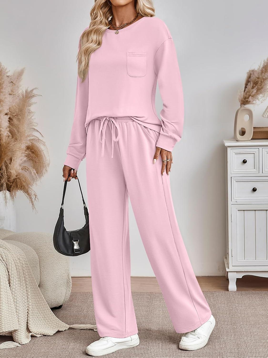 imageAUTOMET Womens Sweatsuits 2 Piece Lounge Matching Outfits Sweat Sets Tracksuit Travel Sweatshirts Fall Fashion Clothes 2025Pink