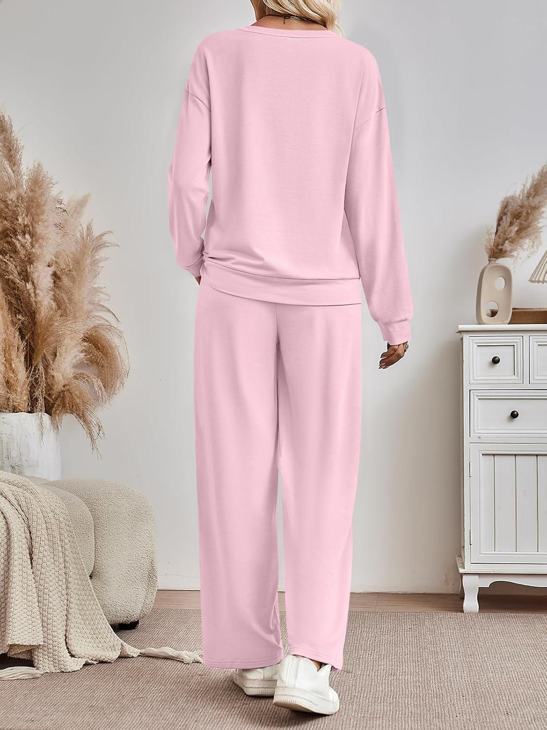 imageAUTOMET Womens Sweatsuits 2 Piece Lounge Matching Outfits Sweat Sets Tracksuit Travel Sweatshirts Fall Fashion Clothes 2025Pink