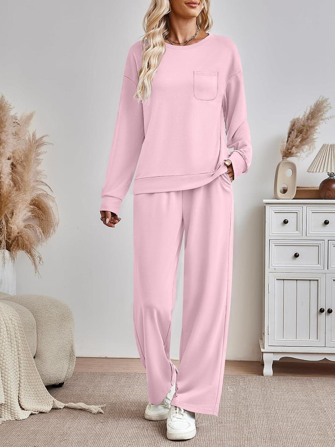 imageAUTOMET Womens Sweatsuits 2 Piece Lounge Matching Outfits Sweat Sets Tracksuit Travel Sweatshirts Fall Fashion Clothes 2025Pink