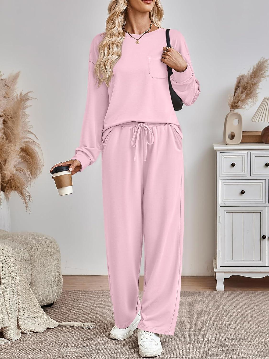 imageAUTOMET Womens Sweatsuits 2 Piece Lounge Matching Outfits Sweat Sets Tracksuit Travel Sweatshirts Fall Fashion Clothes 2025Pink